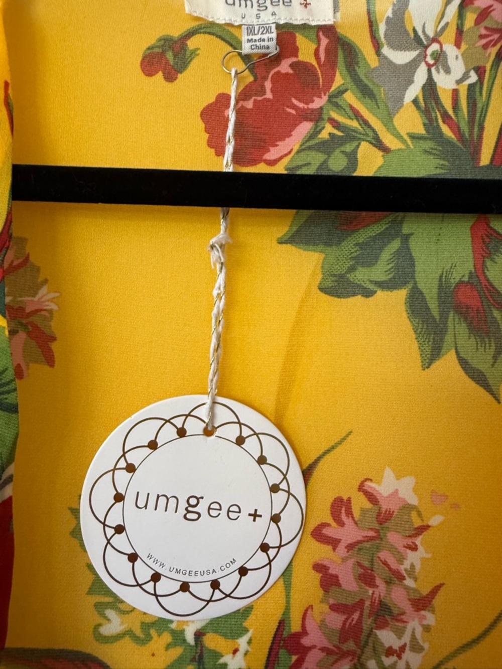 Umgee Floral Kimono Duster Yellow Boho Sheer Cardigan NWT 1X 2X Plus - Picture 5 of 6